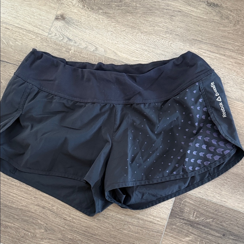 Reebok Women's Black and Purple Athletic Shorts